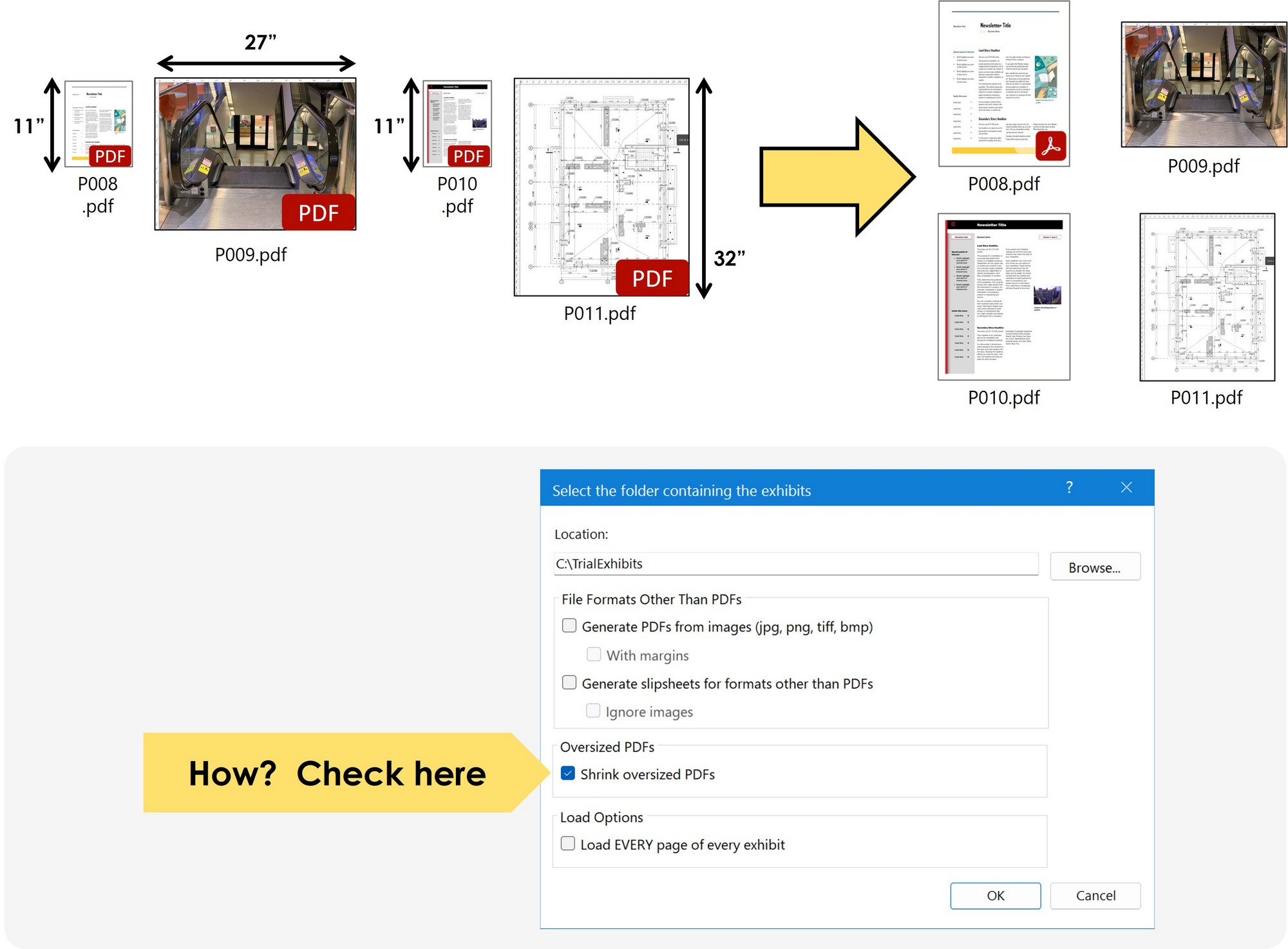 exhibits loading too big or too small?