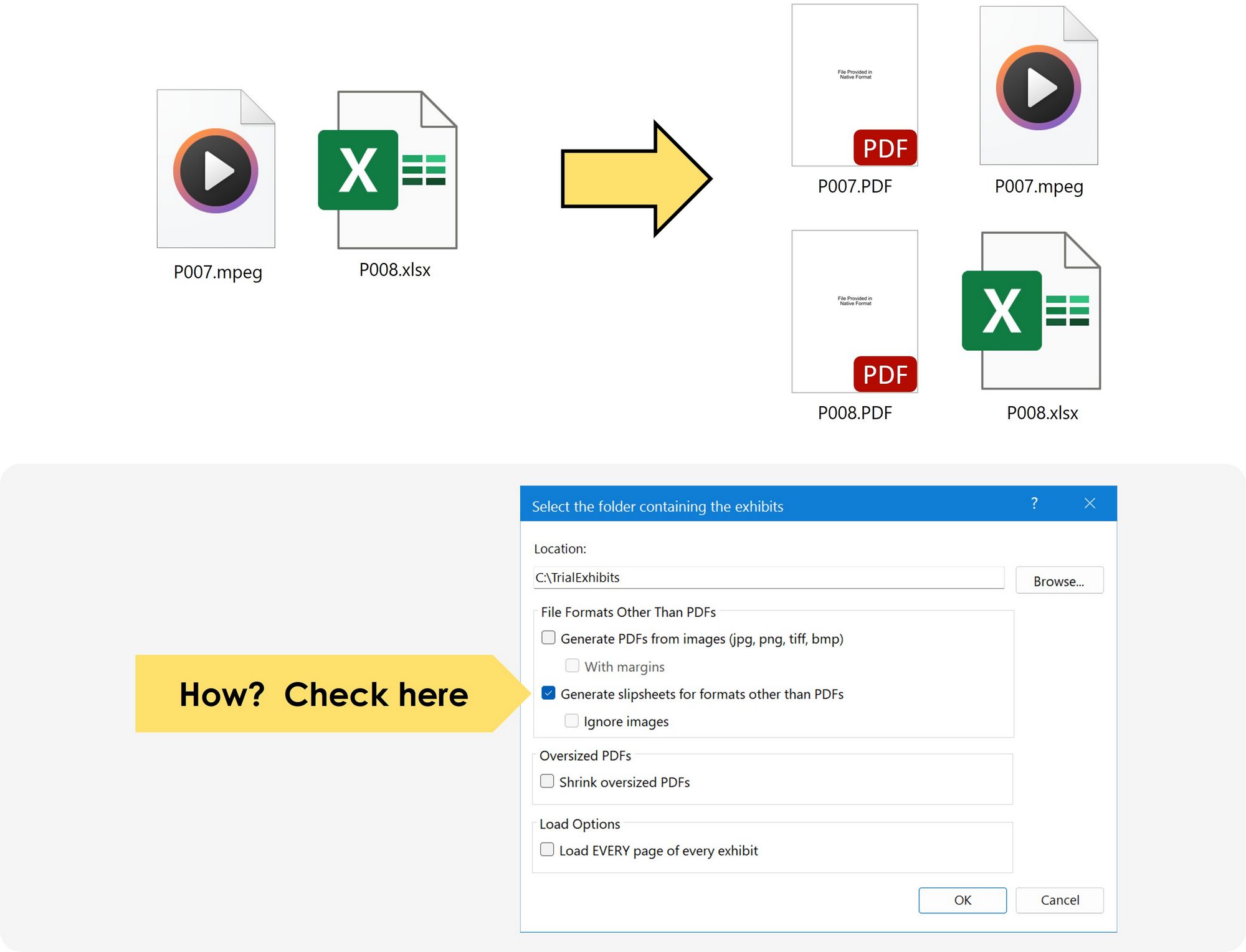 Create slipsheets for formats other than PDFs