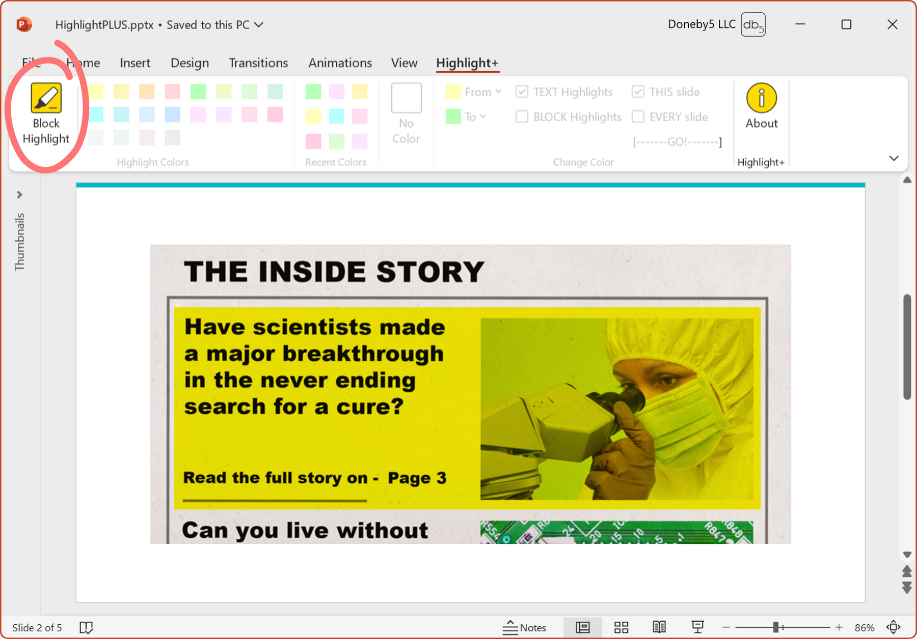 Highlight+, Block Highlighting in PowerPoint