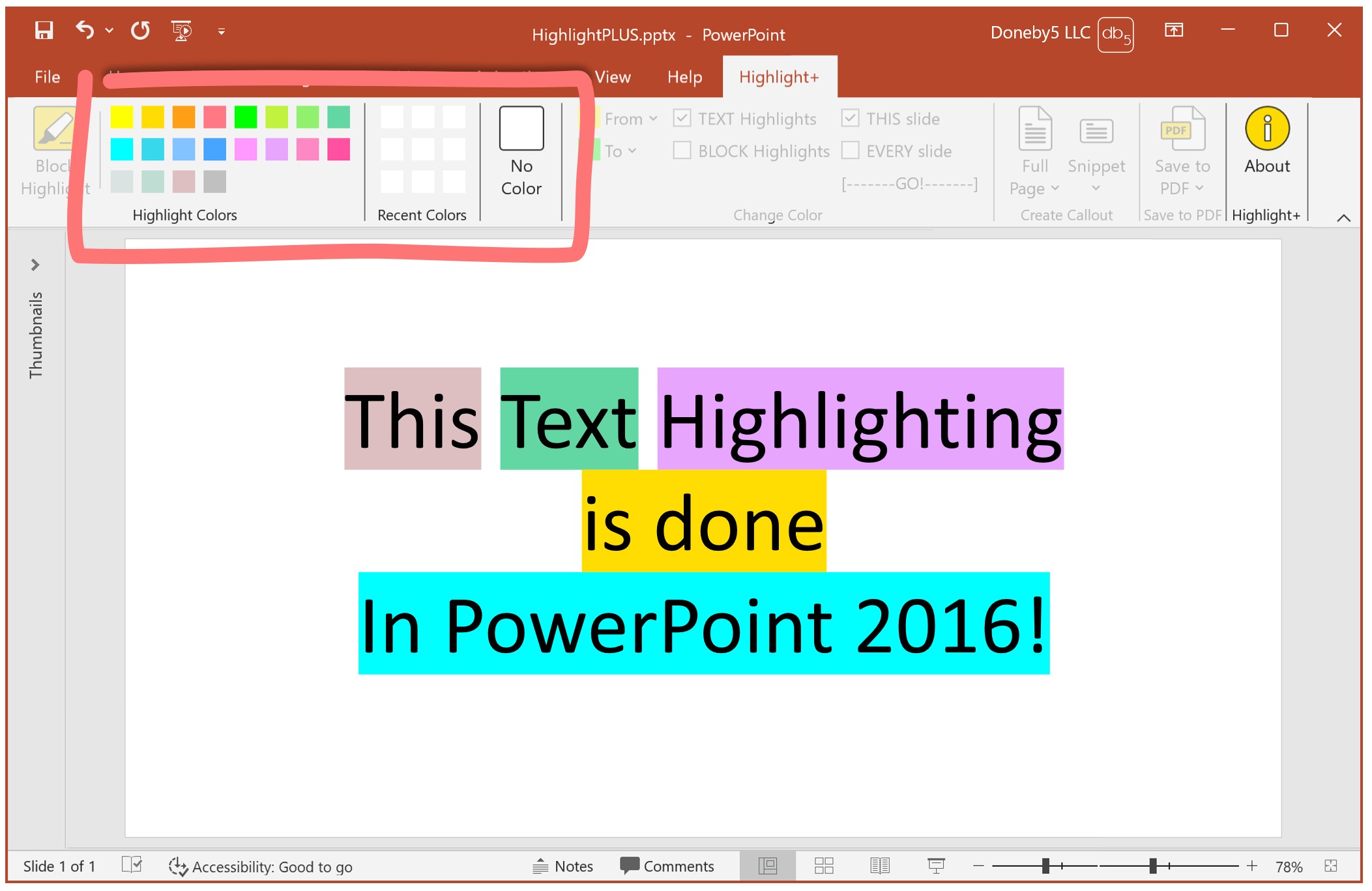 Highlight+, Text Highlighting in PowerPoint 2016, finally!